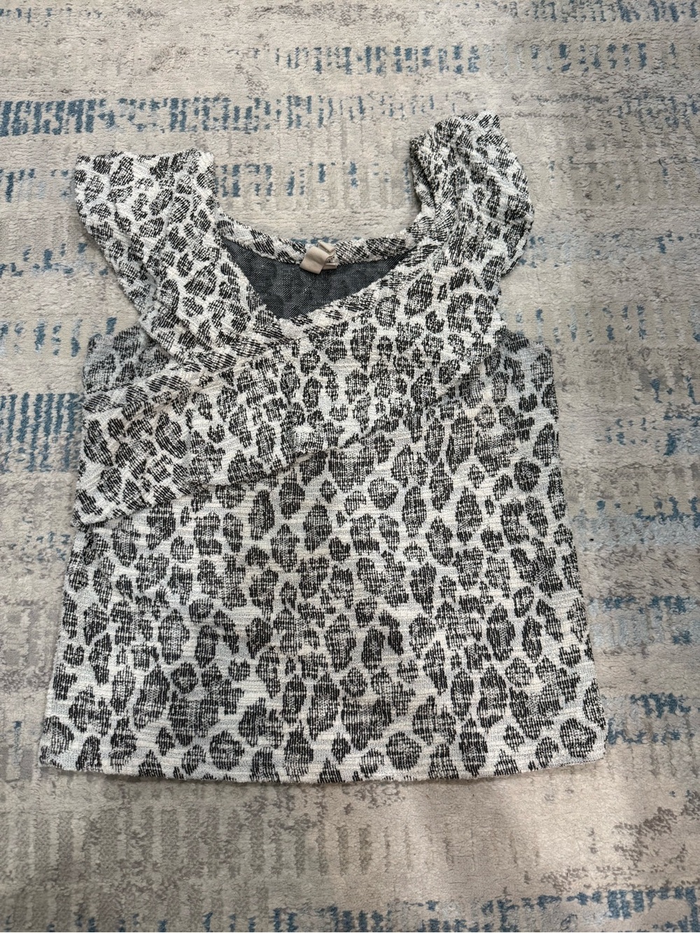 dolan Black & White Leopard Print Ruffle Tank